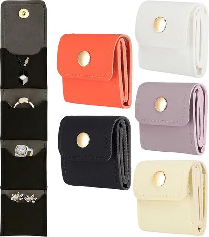 5PCS Mini Travel Jewelry Bag Foldable Multifunctional Travel Jewelrys Pouch for Earrings Rings Necklace Travel Essentials Organizers and Storage in Saudi Arabia