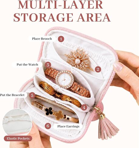Small Travel Jewelry Case, Jewelry Organizer Pouch Bags with Zipper, Portable Velvet Storage Bag for Women, Jewelry Travel Case for Bracelet Rings Earring Travel Accessories Holder in Saudi Arabia