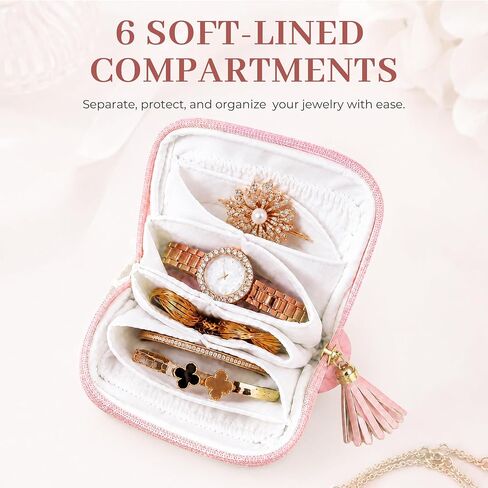 Small Travel Jewelry Case, Jewelry Organizer Pouch Bags with Zipper, Portable Velvet Storage Bag for Women, Jewelry Travel Case for Bracelet Rings Earring Travel Accessories Holder in Saudi Arabia