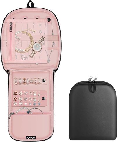 JUNDUN Fireproof Jewelry Organizer Travel: 5 Different Jewelry Areas - 100% Tangle-Free – 3-Second Access Portable Jewelry Bag with Zipper for Women in Saudi Arabia