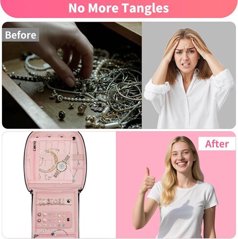 JUNDUN Fireproof Jewelry Organizer Travel: 5 Different Jewelry Areas - 100% Tangle-Free – 3-Second Access Portable Jewelry Bag with Zipper for Women in Saudi Arabia