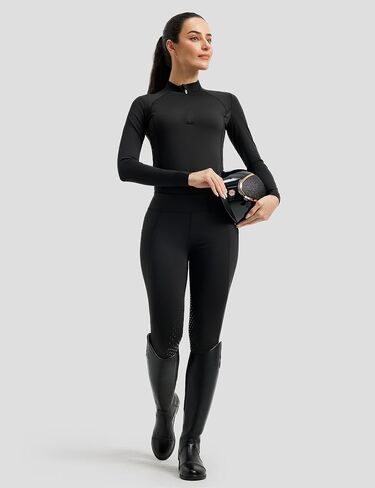 ملابس ركوب الخيل النسائية الرياضية من FitsT4، طقم الفروسية مكون من قطعتين، قميص ركوب الخيل بأكمام طويلة وبنطال الفروسية in Kuwait