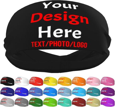 Custom Sweatbands for Men Women, Design Your Own Text Name Image Photo Personalized Sports Headbands in Kuwait