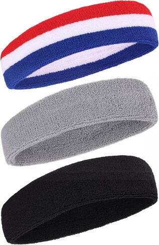 Sweatbands Sports Headband for Men and Women Terry Cloth Moisture Wicking Sports Sweatband for Basketball, Running, Working Out, Football, Cycling in Saudi Arabia