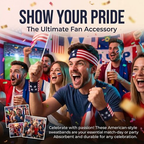 USA Striped Headband Wristband Set with Socks, American Flag Accessories for Men, Team USA Soccer Fan Red White and Blue Sweat Band, Patriotic Headbands for Football Softball Basketball in Saudi Arabia