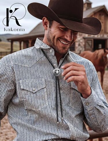 Kakonia 4Pcs Handmade Bolo Tie for Men Western Cowboy Leather Rope Necktie Vintage Costume Accessories Gift for Women Men in Saudi Arabia
