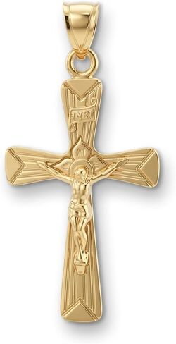 Cross+Crown Premium 14K Gold Crucifix Necklace for Women & Men, Durable Double-Bonded 14K Yellow Gold Crucifix to Avoid Tarnishing, Authentic Crucifix Pendant for Men & Women, Handcrafted in the USA in Kuwait