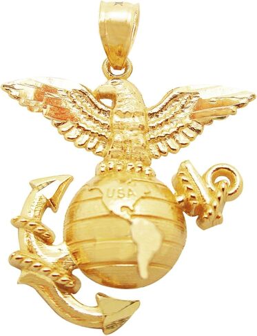 10K Yellow Gold Marine Corps Pendant Charm Military Pendant Marine Anchor Small in Saudi Arabia