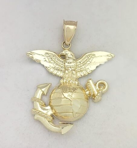 10K Yellow Gold Marine Corps Pendant Charm Military Pendant Marine Anchor Small in Saudi Arabia