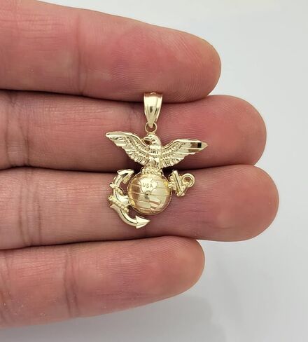 10K Yellow Gold Marine Corps Pendant Charm Military Pendant Marine Anchor Small in Saudi Arabia