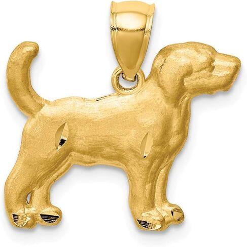 Solid 14k Yellow Gold Diamond-cut Beagle Pendant Charm in Kuwait