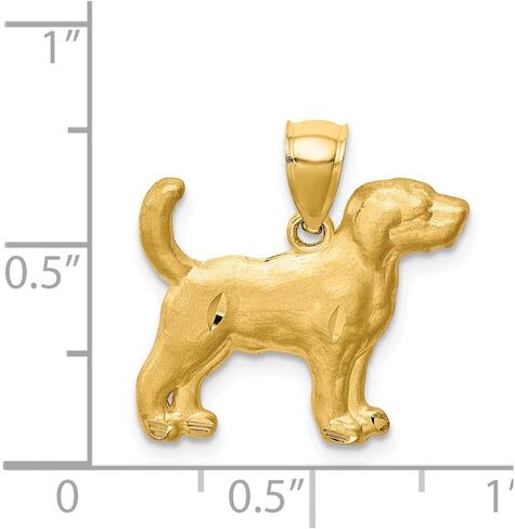 Solid 14k Yellow Gold Diamond-cut Beagle Pendant Charm in Kuwait
