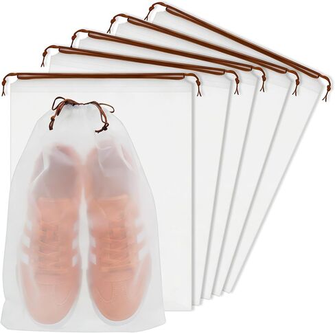 KLASIT Shoe Bags for Travel,Large Waterproof Portable Drawstring Clear Shoe Bags,Travel Essentials for Men and Women,15.7 x 11.8 inches, 5 PACK in Saudi Arabia