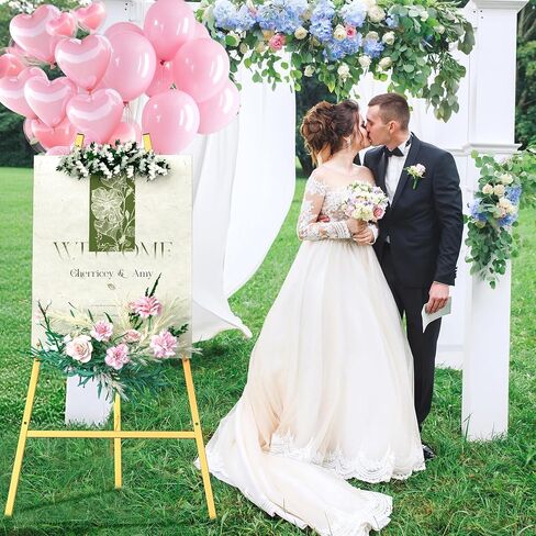 Gold Metal Easel Stand for Sign,Heavy Duty Art Easel with Adjustable Chain,Tripod Structure,4-Level Height—Easels for Wedding Welcome Sign Holder,Baby Shower Poster,Birthday Party,Posters in Saudi Arabia