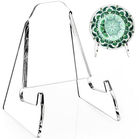 YUXUN Plate Stand for Display,2 Pack Plate Holder Display Stand,Acrylic Picture Frame Stand for Picture,Decorative Plate,Photo Easel,Tabletop Art(Clear,6Inch) in Kuwait