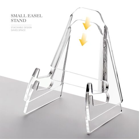YUXUN Plate Stand for Display,2 Pack Plate Holder Display Stand,Acrylic Picture Frame Stand for Picture,Decorative Plate,Photo Easel,Tabletop Art(Clear,6Inch) in Kuwait