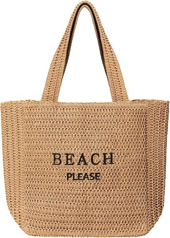 Tavaleu Straw Beach Bags for Women, Large Beach Bag Summer Woven Tote Bag Travel Shoulder Handbags for Holiday in Kuwait