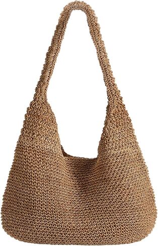 Beach Bags for Women Boho Straw Purse Summer Woven Shoulder Bag Handbag Crochet Mesh Tote Bag Vacation Purse in Kuwait