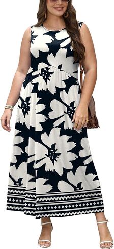 WIHOLL Summer Dresses Babydoll Maxi Dress Empire Waist Beach Vacation Sundresses 2026 with Pockets in Kuwait