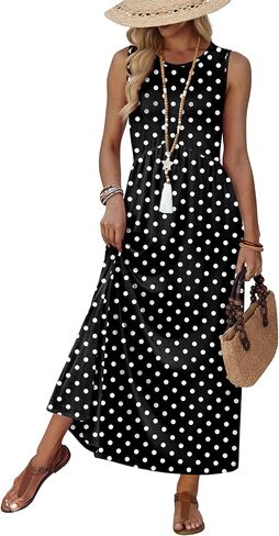 WIHOLL Summer Dresses Babydoll Maxi Dress Empire Waist Beach Vacation Sundresses 2026 with Pockets in Kuwait