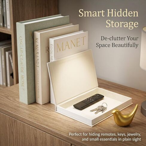 Decorative Books for Home Decor with Small Birds Statues Gold Home Decoration,Set of 3 Linen Fake Book Boxes for Bedroom, Living Room, Office Desktop, Shelf Decor Aesthetic in Saudi Arabia