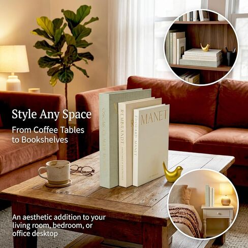 Decorative Books for Home Decor with Small Birds Statues Gold Home Decoration,Set of 3 Linen Fake Book Boxes for Bedroom, Living Room, Office Desktop, Shelf Decor Aesthetic in Saudi Arabia