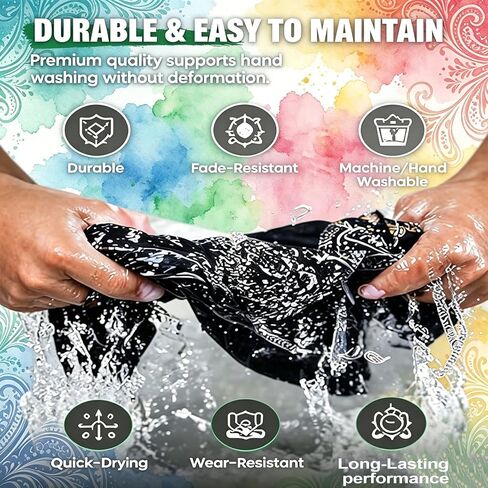 5Pack Paisley Cooling Headscarf Cap Set, Motorcycle Bandanas for Men,Set Bandana Beanie, Breathable, Adjustable Straps Multi in Kuwait