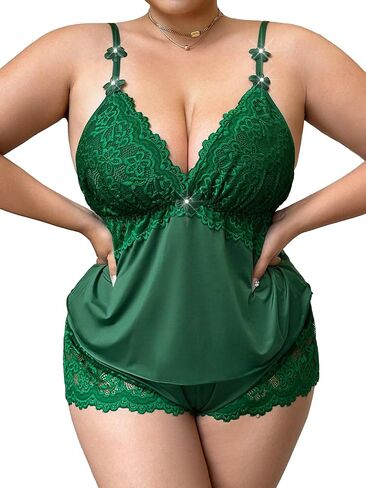 Women's Black Lace Trim Satin Pajamas Set Cami and Shorts V-Neck Spaghetti Strap Sleepwear for Loungewear in Saudi Arabia