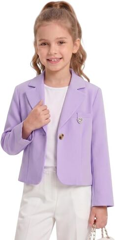 WELAKEN Girls Blazer Jacket – Classic Tailored Suit Coat with Soft Lining, Long Sleeve Formal Outerwear in Kuwait