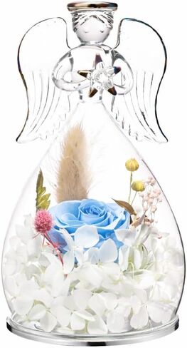 Angel Eternal Rose Gift with LED Light, Preserved Flower in Glass Dome, Romantic Gift for Women Mom Wife Girlfriend, Valentine’s Day Mother’s Day Christmas Thanksgiving Decor in Kuwait