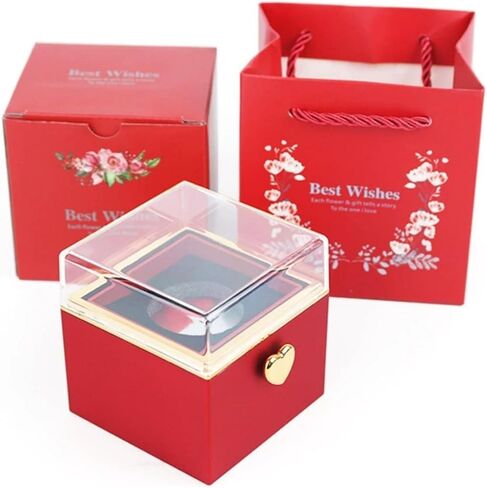GUCHO Preserved Real Red Rose with I Love You Necklace in 100 Languages – Eternal Artificial Flower Gift for Women, Mom, Wife, Girlfriend, Grandma in Saudi Arabia