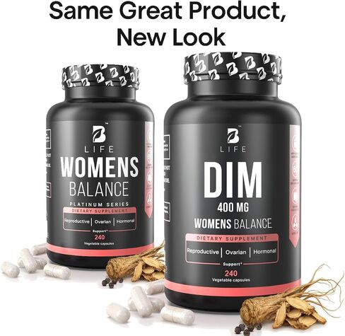 مكمل DIM من شركة B Life 400 مجم مع Myo & D-Chiro Inositol، Dong Quai - توازن الهرمونات للنساء - مكملات الخصوبة - مكمل Inositol - 240 كبسولة in Kuwait