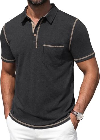 Mens Polo Shirts Short Sleeve Casual Summer Lightweight Cotton Golf Polo Shirts with Pocket in Saudi Arabia