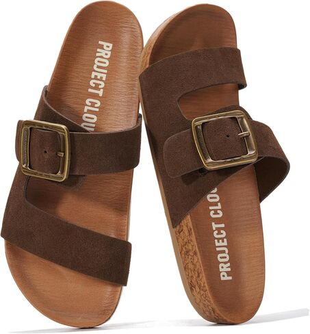 Project Cloud Womens Sandals - Adjustable Buckle Sandals for Women 2026 with Plush Insole - Lightweight & Non Slip Slides for Women Footwear in Kuwait