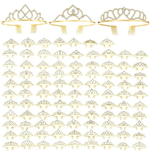 Liliaafar 100 Pcs Tiaras Crowns for Women Bulk Gold Crystal Princess Crown with Comb Crystal Queen Tiaras Bridal Hair Accessories Gifts for Wedding Birthday Party Prom Halloween Cosplay Costume in Kuwait