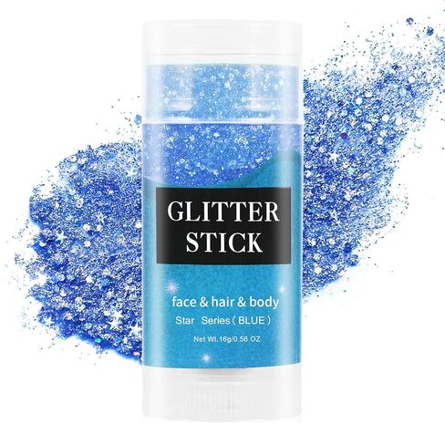 MEICOLY 4th of July Blue Face Hair Glitter Stick,Fourth of July Body Glitter,USA Flag Makeup for Independence Day Memorial Day Veterans Day,Waterproof Rave Accessories Blue Field Day Accessories in Kuwait