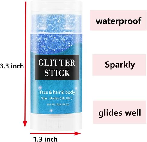 MEICOLY 4th of July Blue Face Hair Glitter Stick,Fourth of July Body Glitter,USA Flag Makeup for Independence Day Memorial Day Veterans Day,Waterproof Rave Accessories Blue Field Day Accessories in Kuwait
