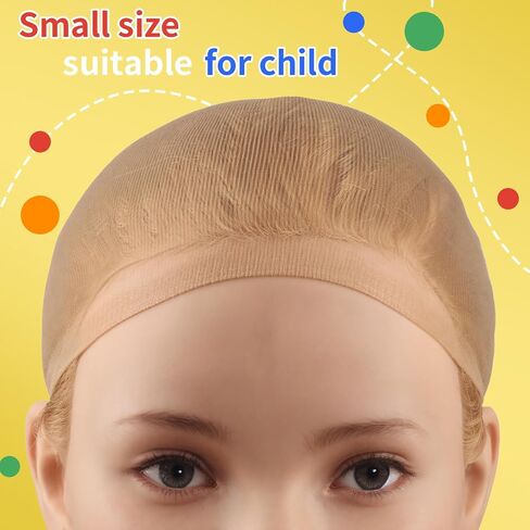 FANDAMEI Wig Cap, 4PCS HD Wig Cap for Kids, HD Caps for Wigs Light Brown, Nylon Wig Caps for Kids, Stocking Caps for Wigs, Transparent Invisible Wig Cap for Halloween. Small Wig Cap for Kids, Baby. in Kuwait