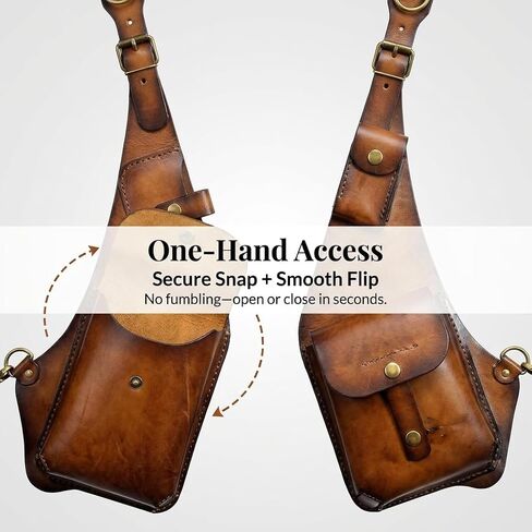 Underarm Leather Shoulder Bag for Men, PU Anti Theft Double Shoulder Armpit Bag with Multi-Pocket Adjustable Vintage Wear in Saudi Arabia