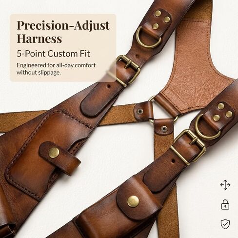 Underarm Leather Shoulder Bag for Men, PU Anti Theft Double Shoulder Armpit Bag with Multi-Pocket Adjustable Vintage Wear in Saudi Arabia