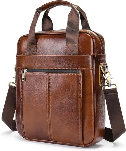 LUKZIJAES Genuine Leather Shoulder Messenger Bag for Men Adjustable Shoulders Sling Crossbody Bags in Kuwait