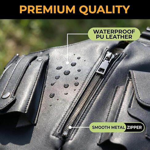 Double Shoulder Armpit Bag for Men - Water-Resistant Underarm Shoulder Bags with Adjustable Straps, Black Vintage PU Leather Holster Bags, Secure Chest Sling for Travel, Hiking & Everyday Carry​ in Saudi Arabia