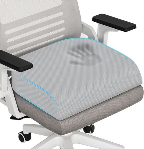 Large Seat Cushion, Memory Foam Cushion for Long Sitting Hours on Office Chair, Home & Car, Non-Slip Chair Pad for Relieving Back & Sciatica & Hip & Coccyx Pain (Blue) in Kuwait