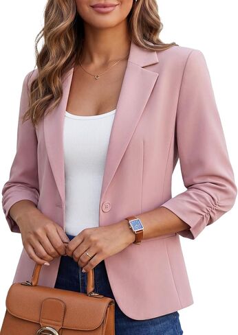 Kelyaa Women's 3/4 Sleeve Casual Blazer Slim Fit Work Suit Jacket | Shoulder pads,2 pockets,and full lining in Saudi Arabia