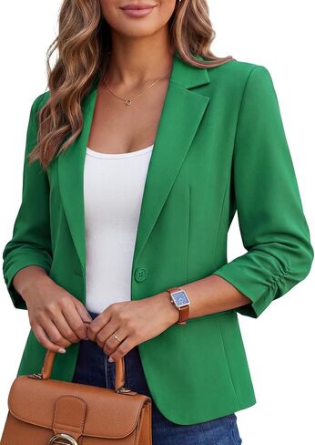 Kelyaa Women's 3/4 Sleeve Casual Blazer Slim Fit Work Suit Jacket | Shoulder pads,2 pockets,and full lining in Saudi Arabia