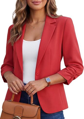 Kelyaa Women's 3/4 Sleeve Casual Blazer Slim Fit Work Suit Jacket | Shoulder pads,2 pockets,and full lining in Saudi Arabia