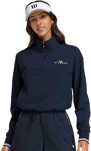 WILSON Davenport Woven Womens Tennis Pullover Classic Navy Small in Kuwait