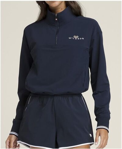 WILSON Davenport Woven Womens Tennis Pullover Classic Navy Small in Kuwait