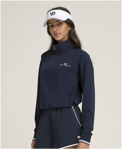 WILSON Davenport Woven Womens Tennis Pullover Classic Navy Small in Kuwait
