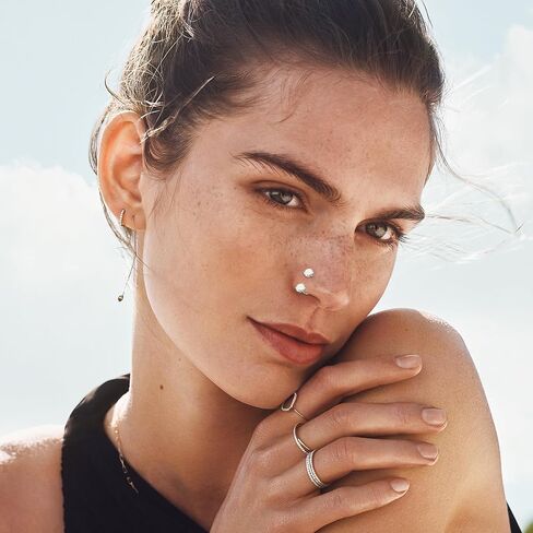 ONESING 18G Horseshoe Nose Rings for Women Stianless Steel Double Gem Nose Rings Hoops Silver/Gold Cartilage Helix Tragus Horse shoe Nose Jewelry Hypoallergenic Nostril Piercing Jewelry for Women Men with Piercing Ball Grabber Tool in Kuwait